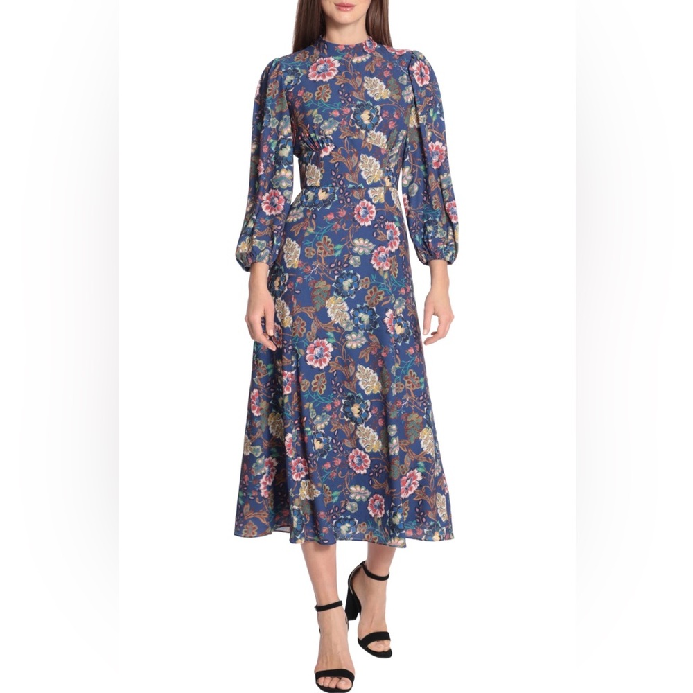 Maggy London Navy Floral Dress